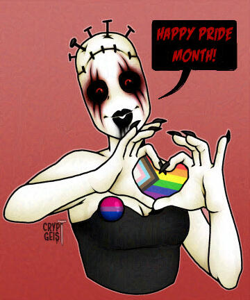 Cryptgeist posing with heart hands for Pride Month