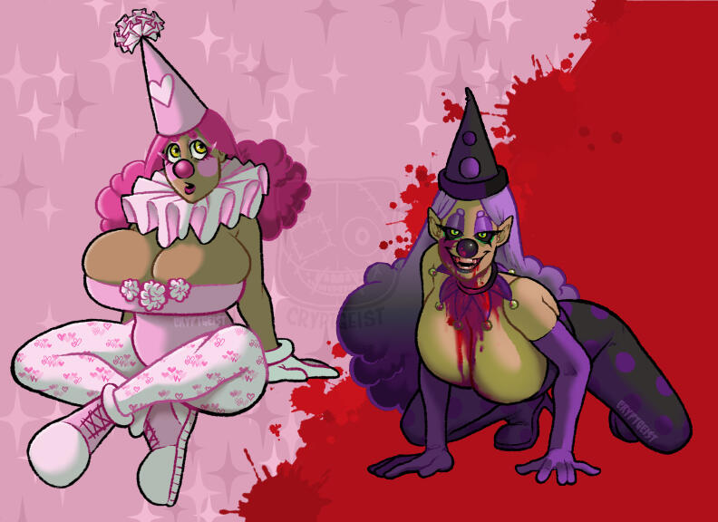 alternative clown girl designs of good and evil